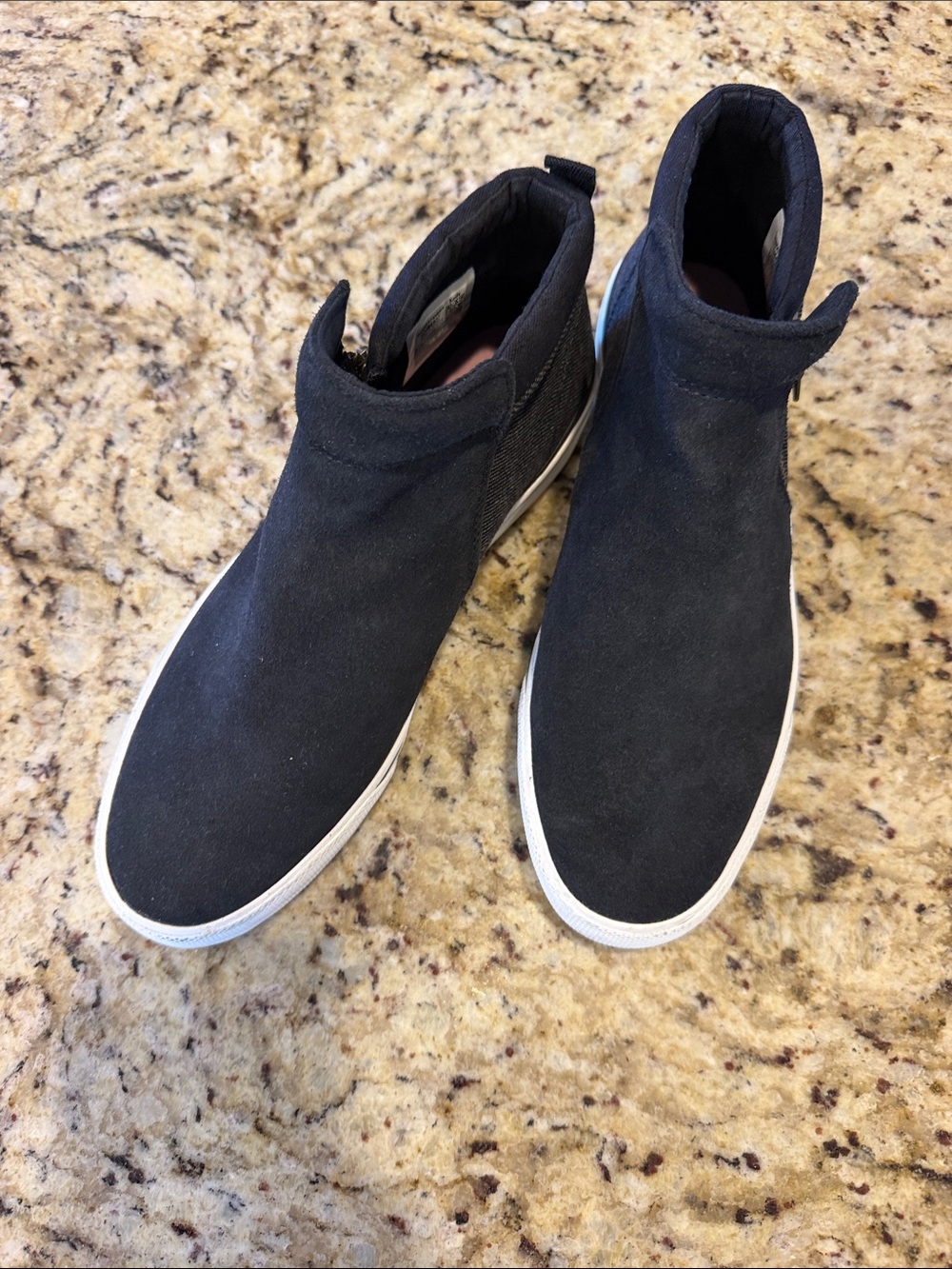 Keds Women’s Black Suede Ankle Sneaker Boot with White Sole